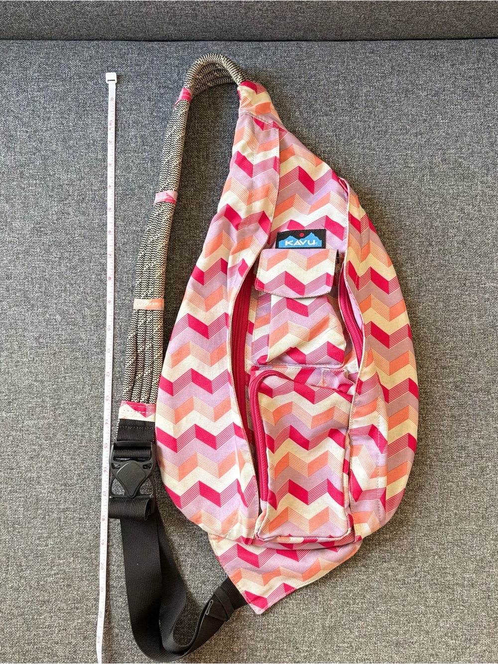 KAVU Pink / Orange Chevron Sling Bag